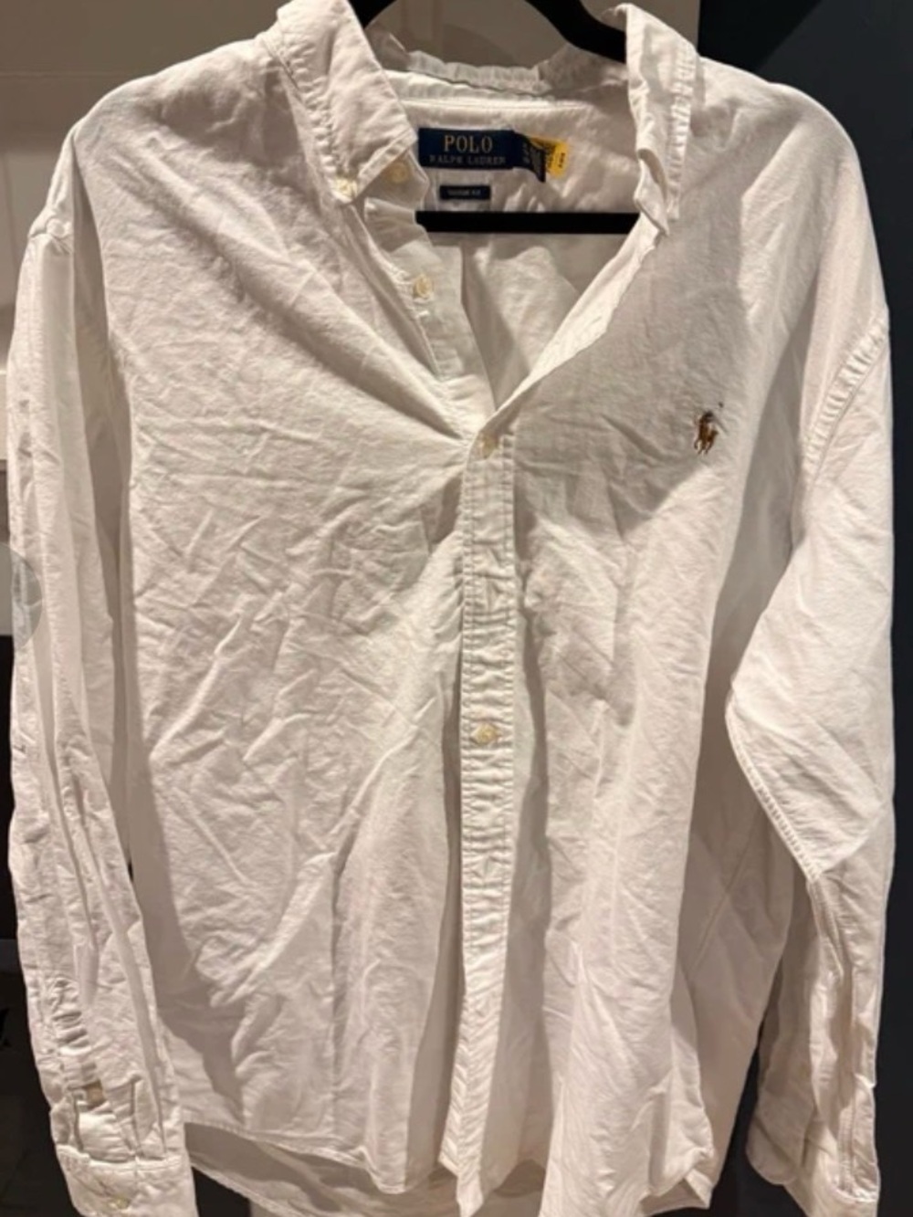 Ralph Lauren White Button-Down Oxford Shirt with Pony Logo